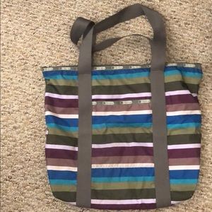 Striped LeSportsac gym tote